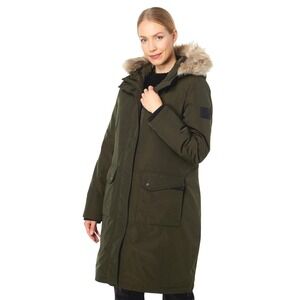 Ralph Lauren Down Parka Loden Green Hooded Faux Fur Trim Coat Sz L Women's